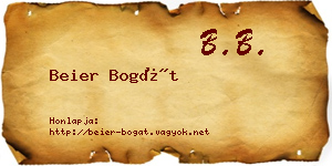 Beier Bogát névjegykártya